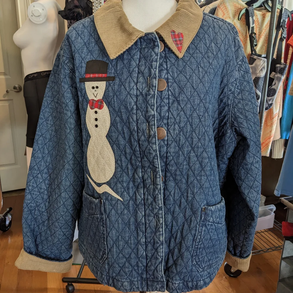 Women's Blue Denim Snowman Jacket - Picture 1 of 10